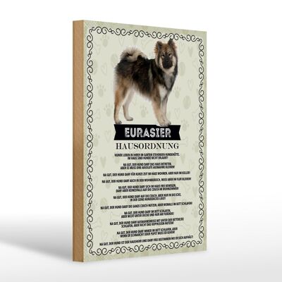 Letrero de madera que dice 20x30cm animales Eurasier reglas de la casa perros