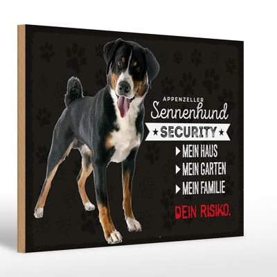 Cartello in legno con scritta Sennenhund Security my house 30x20 cm