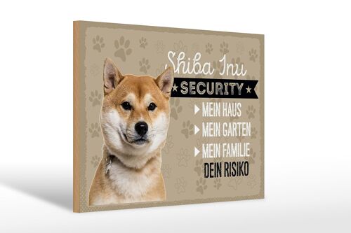 Holzschild Spruch 30x20cm Shiba Inu Security dein Risiko