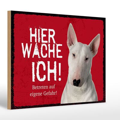 Holzschild Spruch 30x20cm Bullterrier hier wache eigene Gefahr