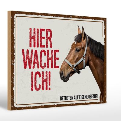 Holzschild Spruch 30x20cm Pferd hier wache ich eigene Gefahr