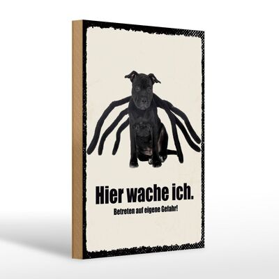 Holzschild Spruch 20x30cm Hund hier wache ich eigene Gefahr