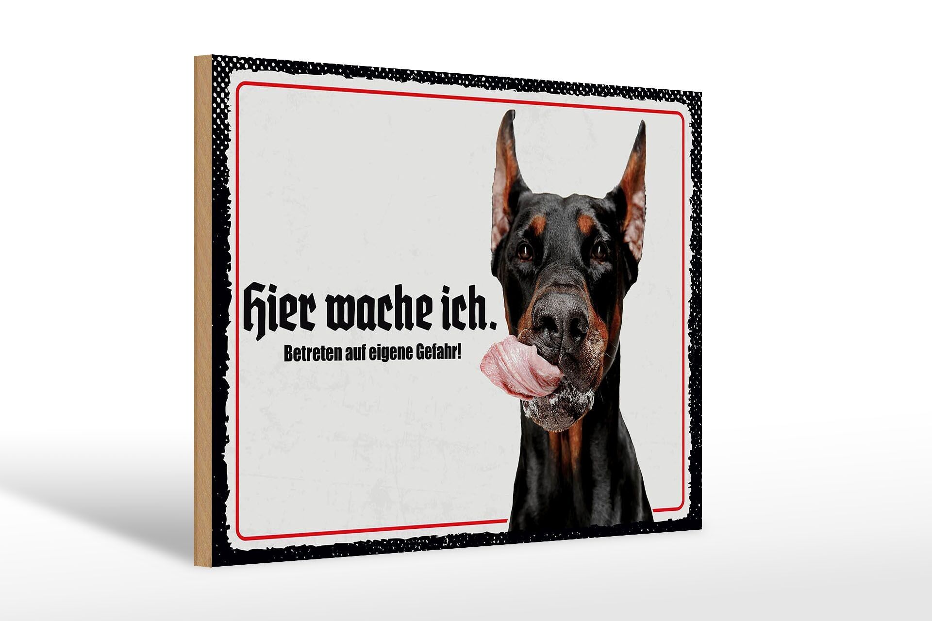 Cartello in legno con scritta "Doberan qui mi sveglio" 30x20 cm