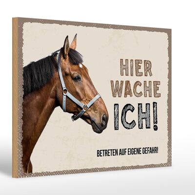 Holzschild Spruch 30x20cm Pferd links hier wache ich eigene Gefahr Schild