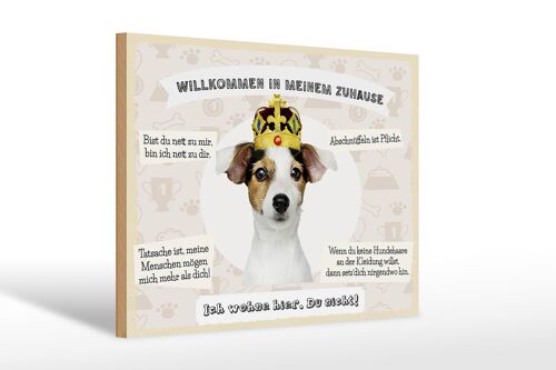 Holzschild Spruch 30x20cm Tiere Hund willkommen wohne hier