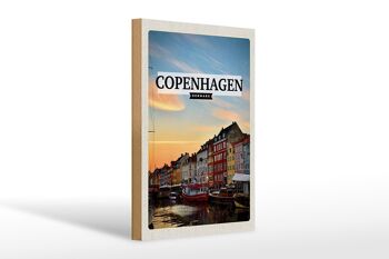 Panneau en bois voyage 20x30cm Copenhague Danemark coucher de soleil 1