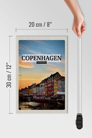 Panneau en bois voyage 20x30cm Copenhague Danemark coucher de soleil 4