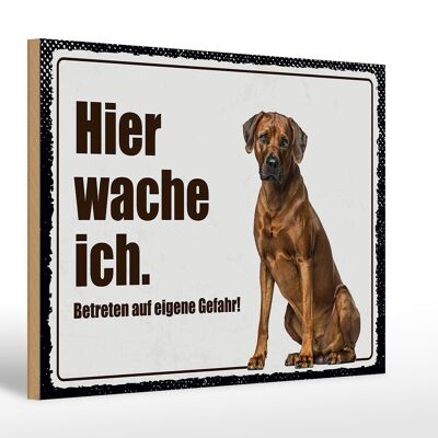 Cartello in legno con scritta Rodhesian Ridgeback 30x20 cm qui che guardo