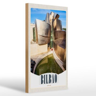 Holzschild Reise 20x30cm Bilbao Spanien Architektur Europa