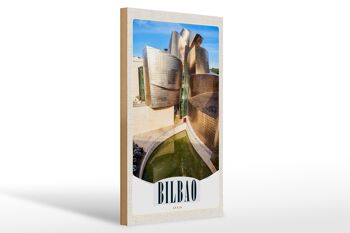 Panneau en bois voyage 20x30cm Bilbao Espagne architecture Europe 1