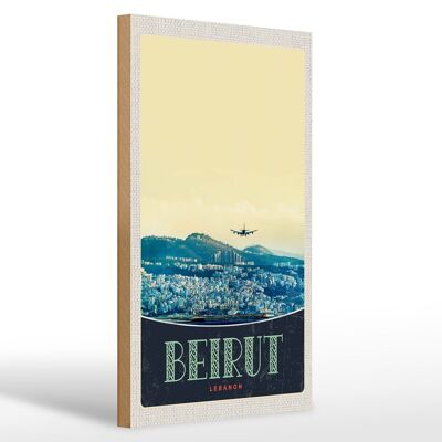 Cartello in legno da viaggio 20x30 cm Beirut capitale Libano vacanza