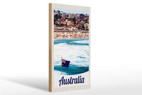 Holzschild Reise 20x30cm Australien Strand Meer Wellen Sonne