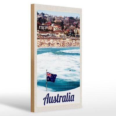 Cartello in legno da viaggio 20x30 cm Australia spiaggia mare onde sole