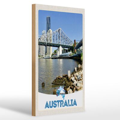 Cartel de madera viaje 20x30cm Australia centro de la ciudad de gran altura
