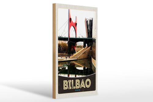Holzschild Reise 20x30cm Bilbao Spanien Brücke Urlaub