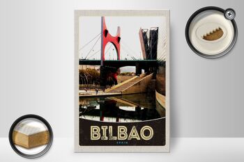 Panneau en bois voyage 20x30cm Bilbao Espagne pont vacances 2