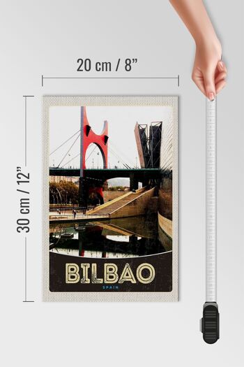 Panneau en bois voyage 20x30cm Bilbao Espagne pont vacances 4