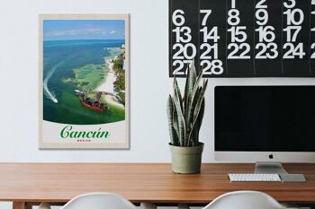 Panneau en bois voyage 20x30cm Cancun Mexique plage navires de mer 3