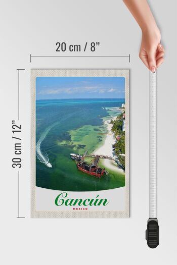 Panneau en bois voyage 20x30cm Cancun Mexique plage navires de mer 4