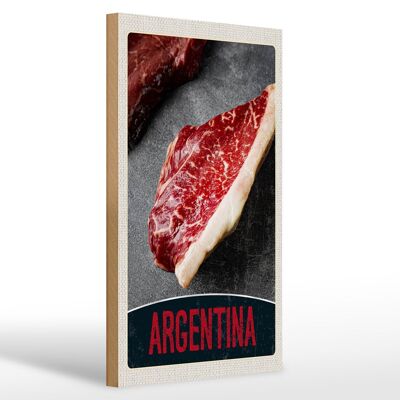 Holzschild Reise 20x30cm Argentinien Steak Fleisch Kuh Rind