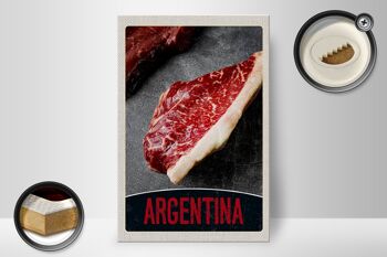 Panneau en bois voyage 20x30cm Argentine Steak Viande Vache Bœuf 2