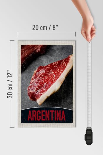 Panneau en bois voyage 20x30cm Argentine Steak Viande Vache Bœuf 4