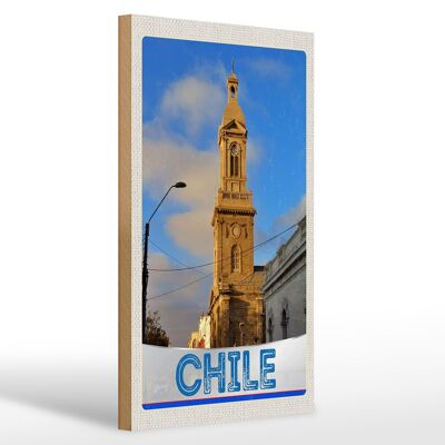 Panneau en bois voyage 20x30cm Chili architecture ville Europe