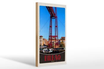 Panneau en bois voyage 20x30cm Bilbao Espagne Europe pont rouge 1