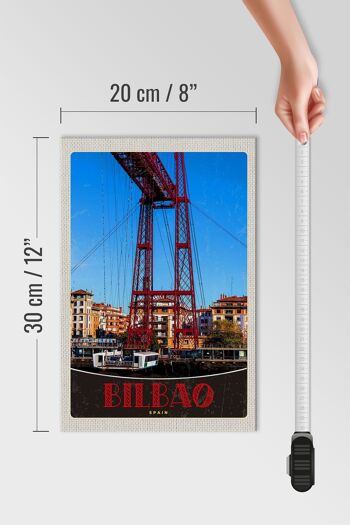 Panneau en bois voyage 20x30cm Bilbao Espagne Europe pont rouge 4