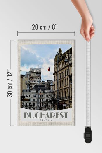 Panneau en bois voyage 20x30cm Bucarest Roumanie capitale vacances 4