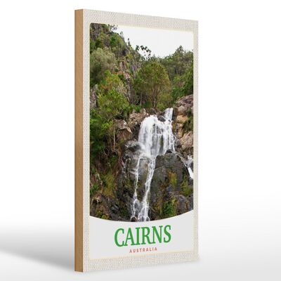 Holzschild Reise 20x30cm Cairns Australien Wasserfall Natur