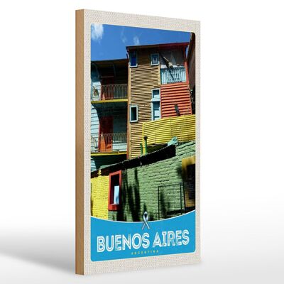 Cartello in legno da viaggio 20x30 cm Case Buenos Aires Argenwoodenien