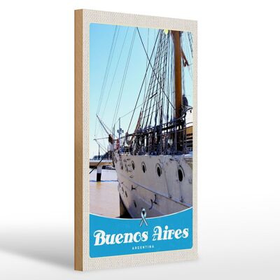 Cartel de madera viaje 20x30cm Buenos Aires Argenwoodenien barco