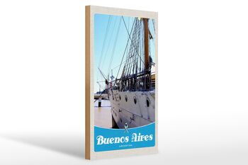 Panneau en bois voyage 20x30cm Buenos Aires Argenwoodenien bateau 1