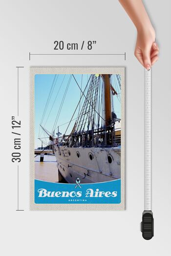 Panneau en bois voyage 20x30cm Buenos Aires Argenwoodenien bateau 4