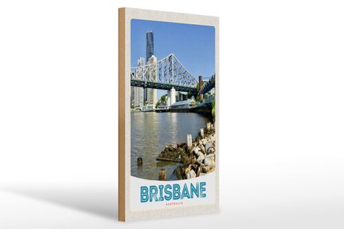 Holzschild Reise 20x30cm Brisbane Australien Innenstadt