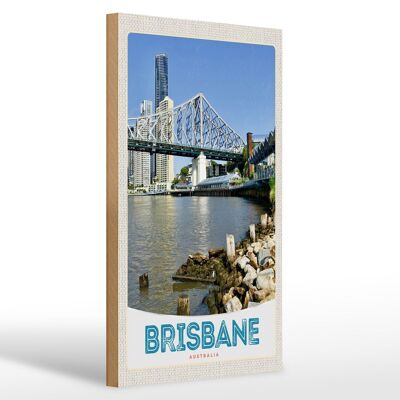 Cartel de madera viaje 20x30cm Brisbane Australia centro ciudad
