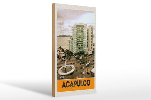 Holzschild Reise 20x30cm Acapulco Mexiko Innenstadt Hochhaus