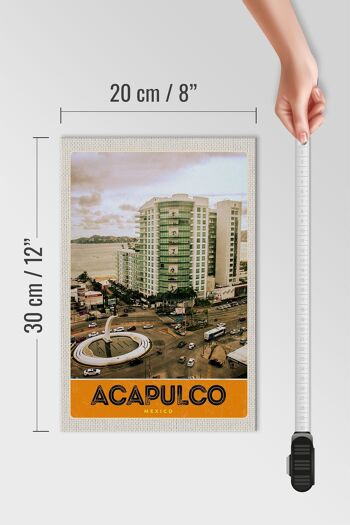 Panneau en bois voyage 20x30cm Acapulco Mexique gratte-ciel du centre-ville 4