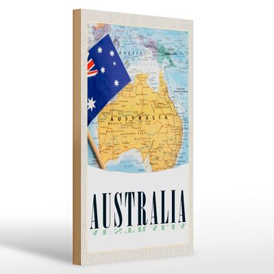 Cartello in legno da viaggio 20x30 cm Australia Konwoodenent Mappa Atlas