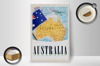 Panneau en bois voyage 20x30cm Australie Konwoodenent Atlas carte 2