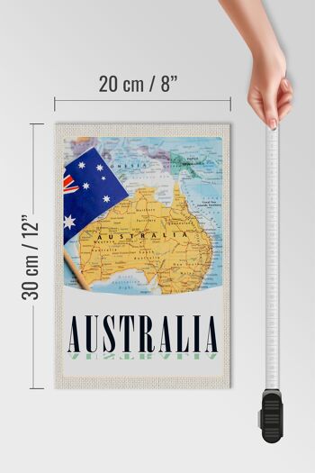Panneau en bois voyage 20x30cm Australie Konwoodenent Atlas carte 4