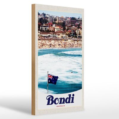 Cartel de madera viaje 20x30cm Bondi Australia vacaciones playa