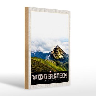 Cartel de madera viaje 20x30cm Widderstein Austria montañas naturaleza