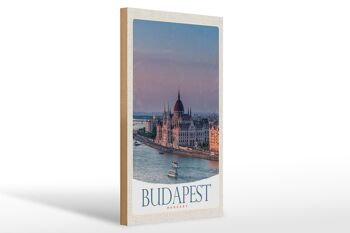 Panneau en bois voyage 20x30cm Vue de l'église de Budapest Hongrie 1