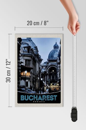 Panneau en bois voyage 20x30cm Bucarest Roumanie architecture de la ville 4