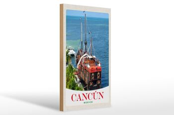 Panneau en bois voyage 20x30cm Cancun Mexique navire Jolly Roger 1