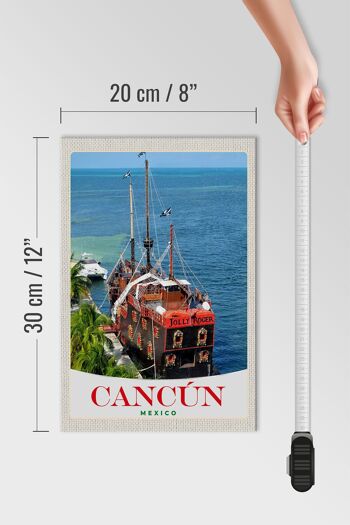 Panneau en bois voyage 20x30cm Cancun Mexique navire Jolly Roger 4