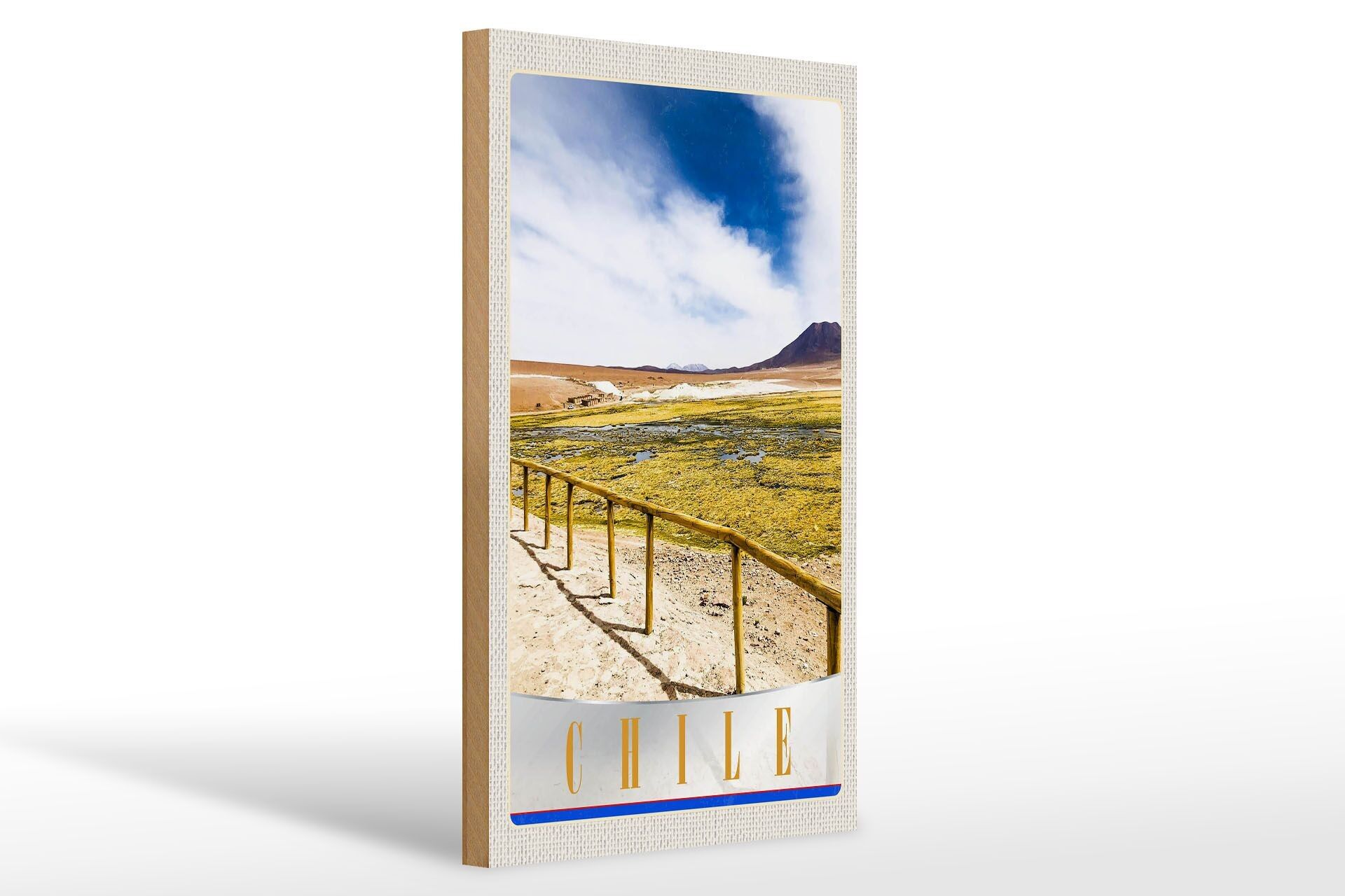 Cartello in legno da viaggio 20x30 cm Marciapiede in montagna per le vacanze in Cile