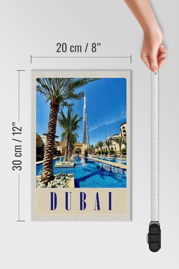 Panneau en bois voyage 20x30cm Dubaï palmiers gratte-ciel vacances 4